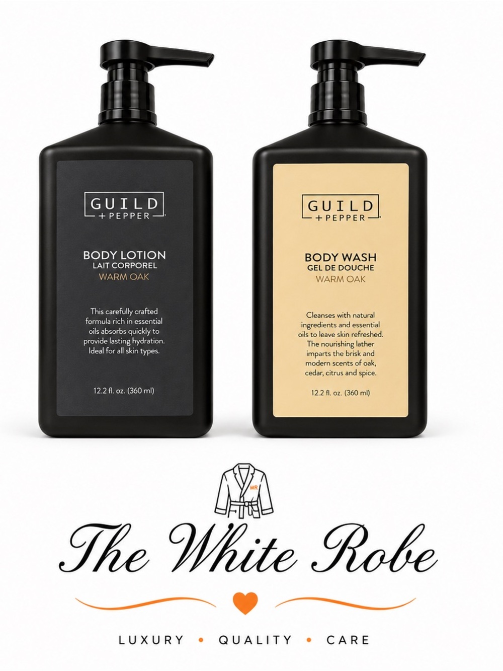 GUILD + PEPPER WARM OAK LUXURY BODY DUO | Body Wash & Body Lotion | 12.2 oz
